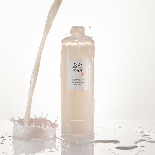 Beauty of Joseon Rice Milk Toner bottle with splash effect