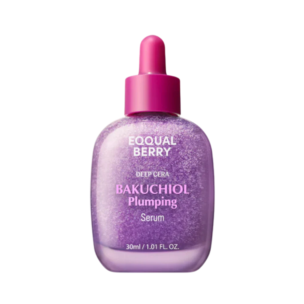EqqalBerry Bakuchiol Plumping Serum purple bottle for firming
